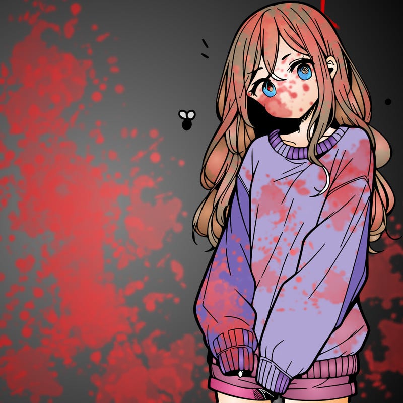 manga teen girl  in a sweater and baggy pants