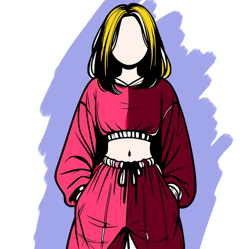 realistic girl faceless with baggy pants and a crop top