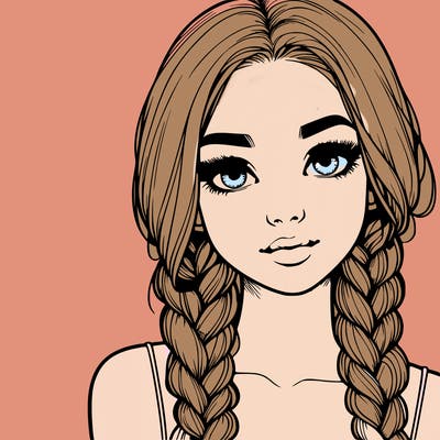 realistic girl with braids