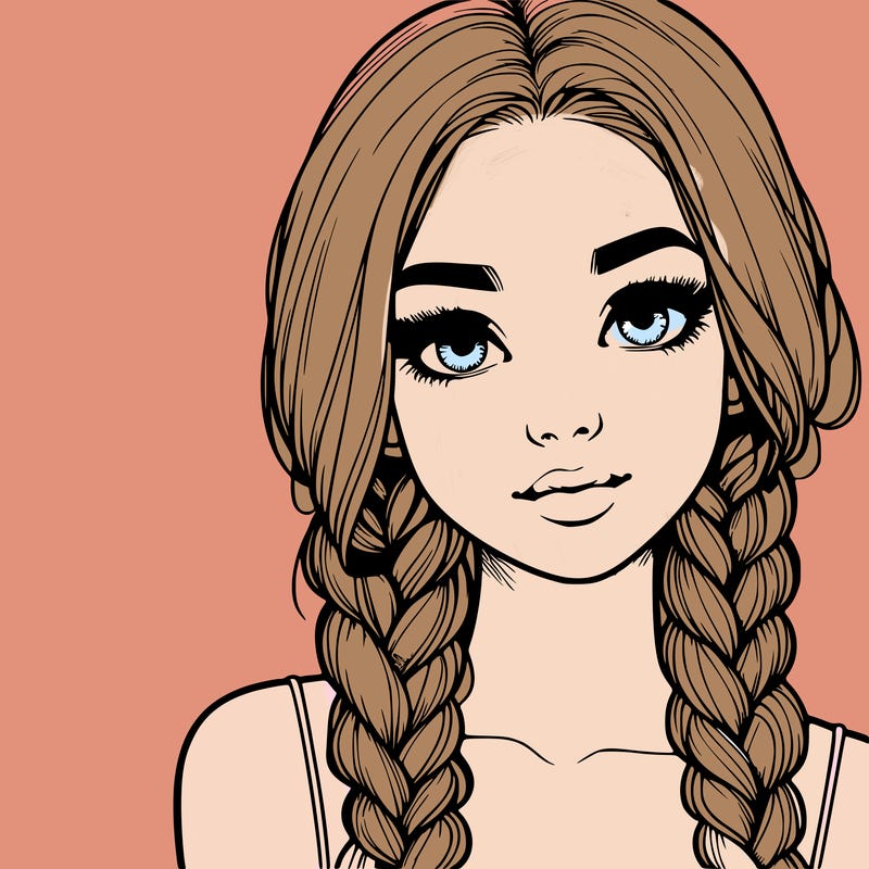 realistic girl with braids