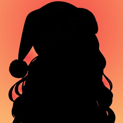 realistic girl in santa hat