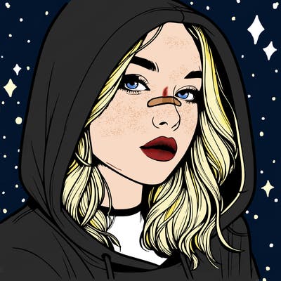 realistic girl with hood on