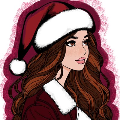 realistic girl in santa hat