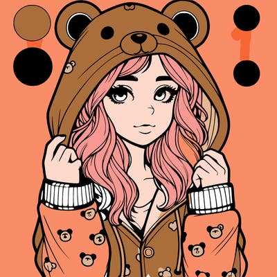 realistic girl in a animal pjs hoodie
