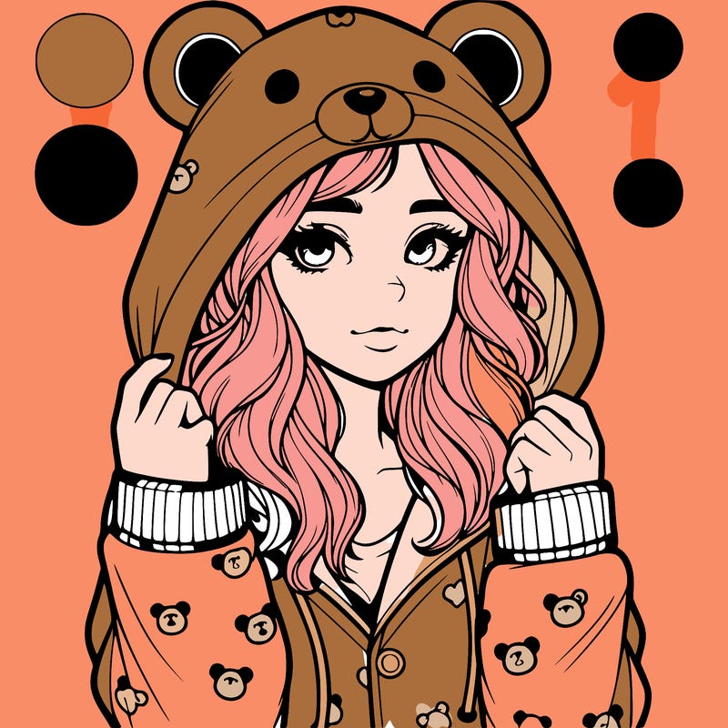 realistic girl in a animal pjs hoodie