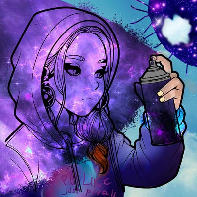 a realistic girl, spray painting