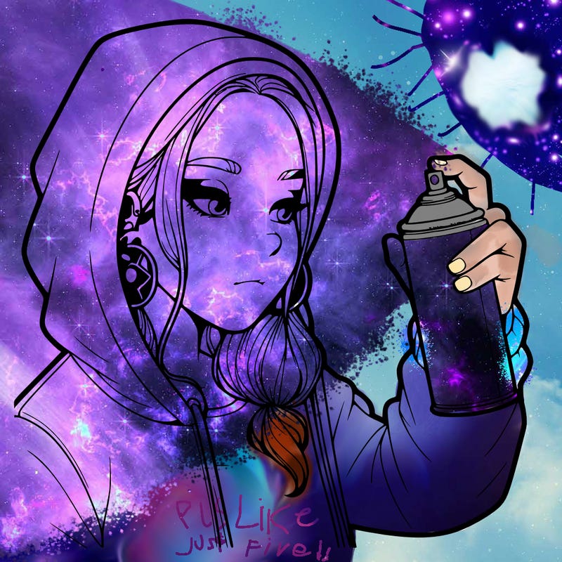 a realistic girl, spray painting