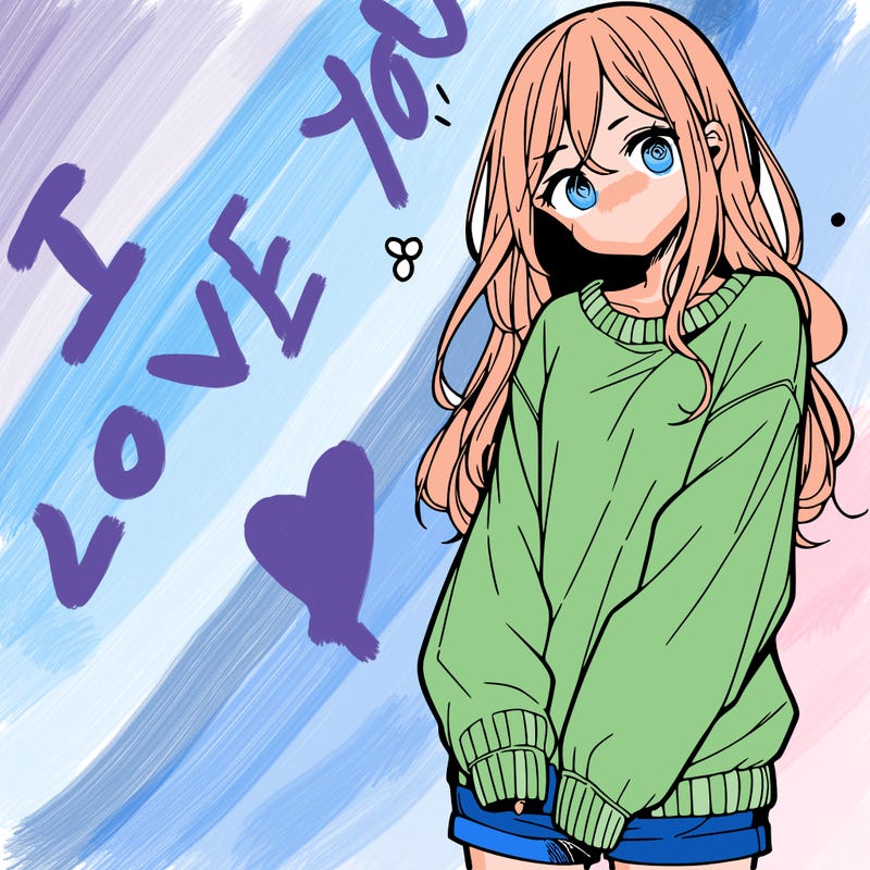 manga teen girl  in a sweater and baggy pants