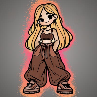 girl in crop top and baggy pants