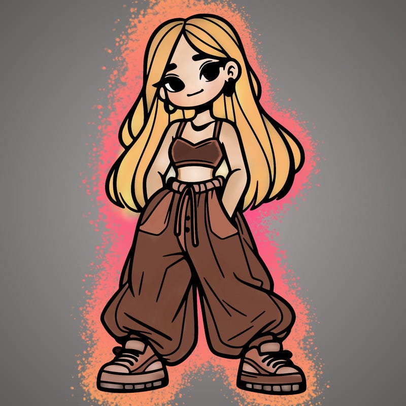 girl in crop top and baggy pants