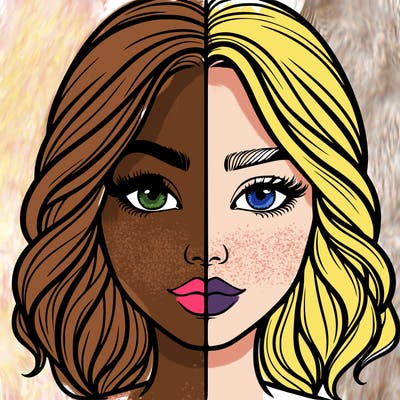 realistic girl split half