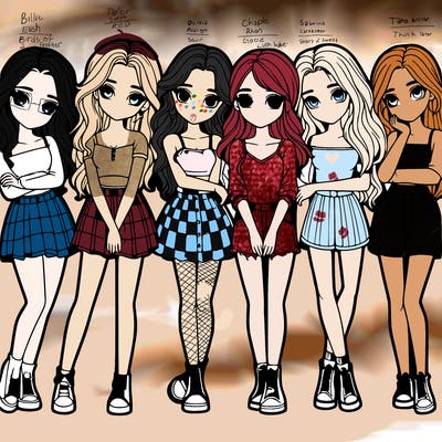 a group of girls realistic