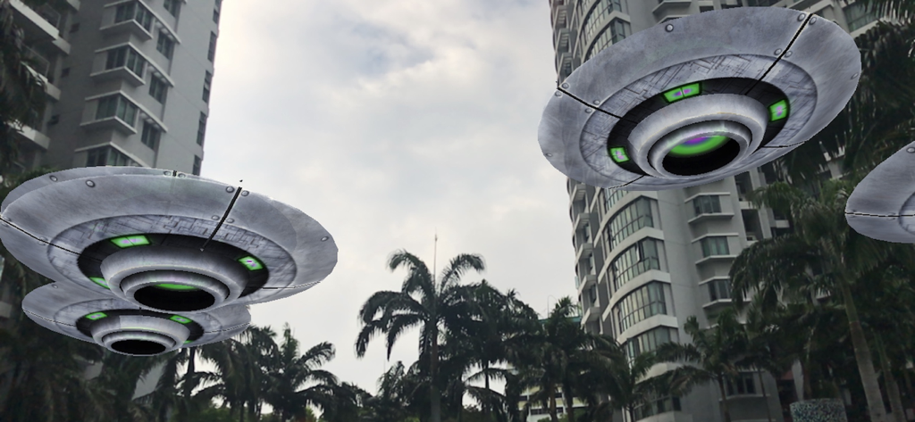 AR Blaster - Augmented reality UFO invasion in a city environment from AR Blaster