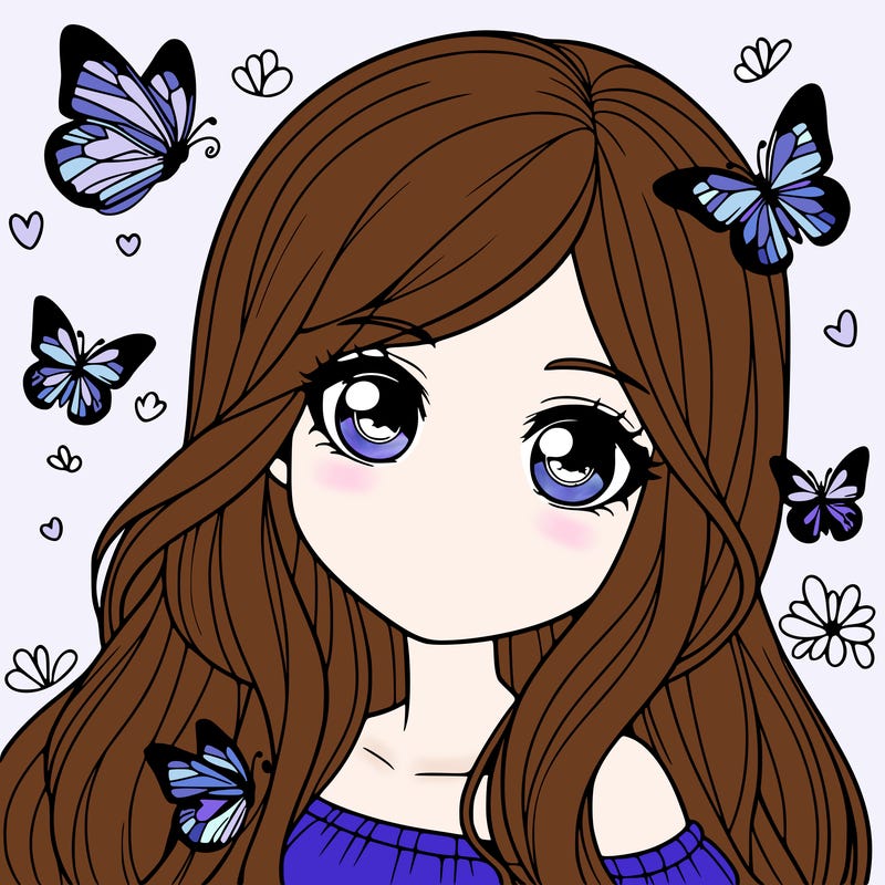 realistic girl with butterflies around her