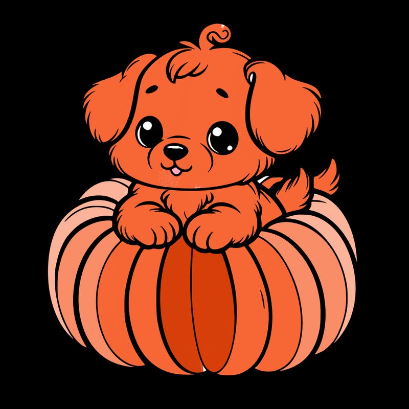 cute little puppy in a pumpkin