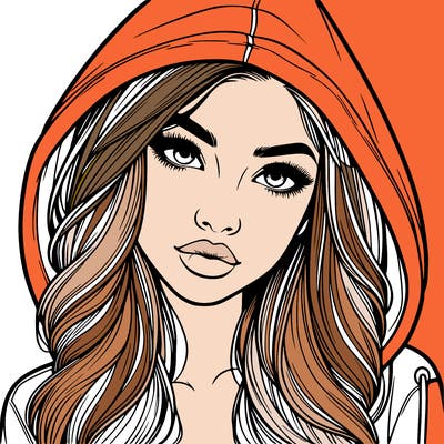 realistic beautiful girl with a hood on
