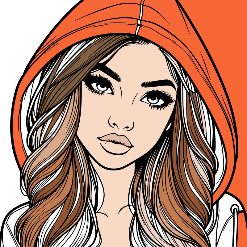 realistic beautiful girl with a hood on