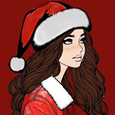 realistic girl in santa hat