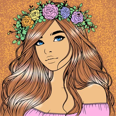 realistic girl with flower crown
