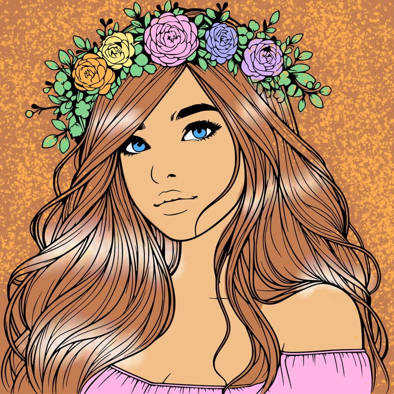 realistic girl with flower crown
