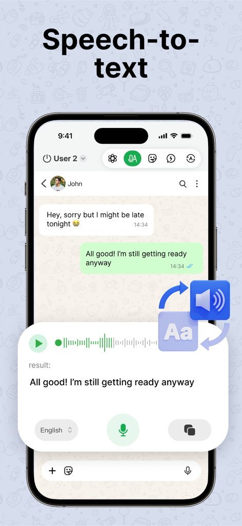 Dual Web Chat WAPP - Función de transcripción de voz a texto de Dual Web Chat WAPP