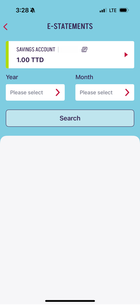ANSA Bank Mobile - Pantalla de búsqueda de extractos electrónicos en la aplicación ANSA Bank Mobile para seleccionar extractos de cuenta por fecha.