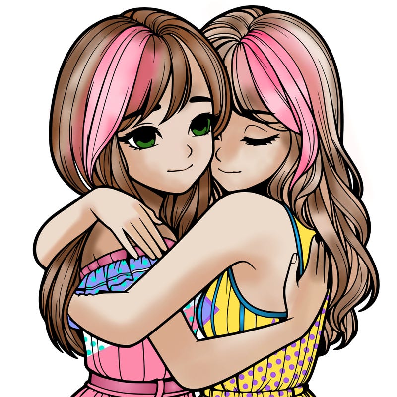 realistic girls hugging