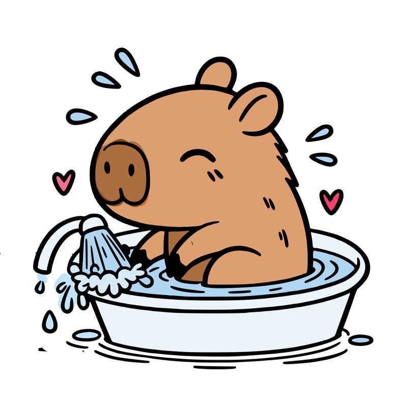 capybara taking a bath