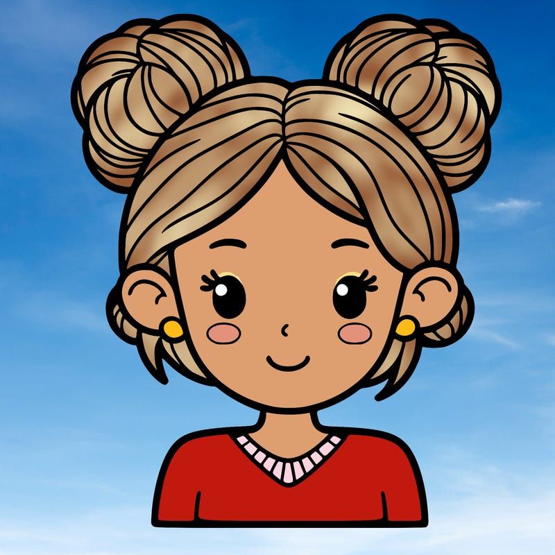 old girl with two buns