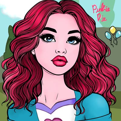 realistic girl with wavy hair and lips