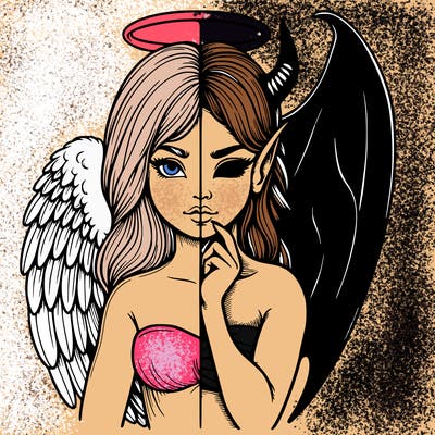 realistic angel half demon