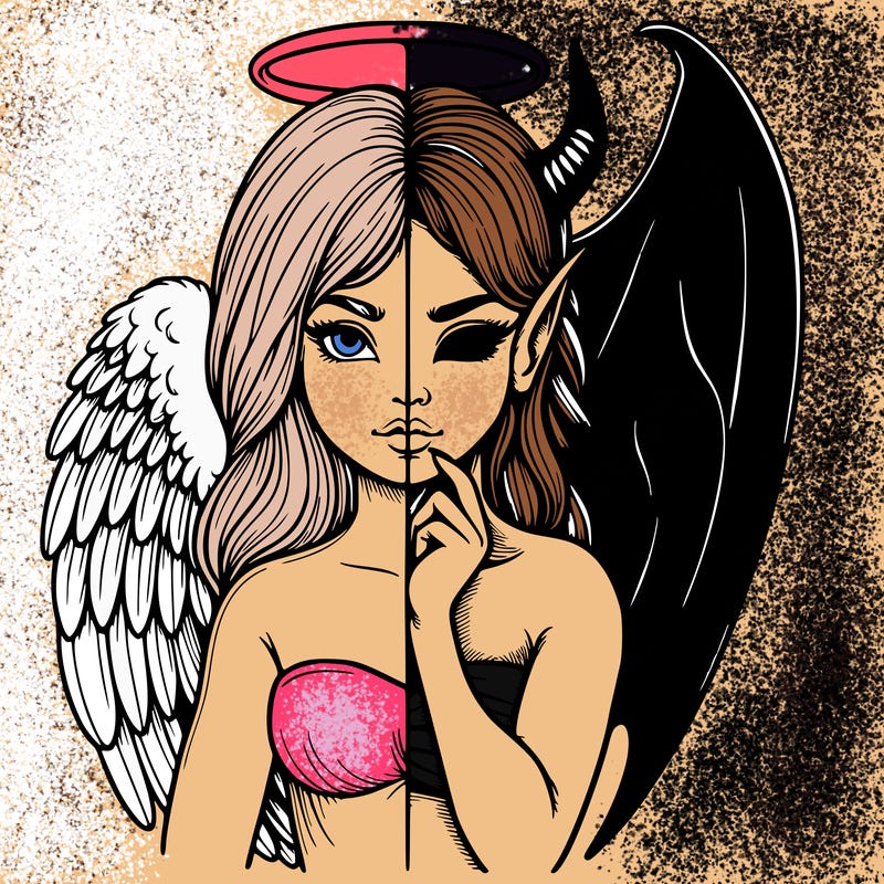 realistic angel half demon