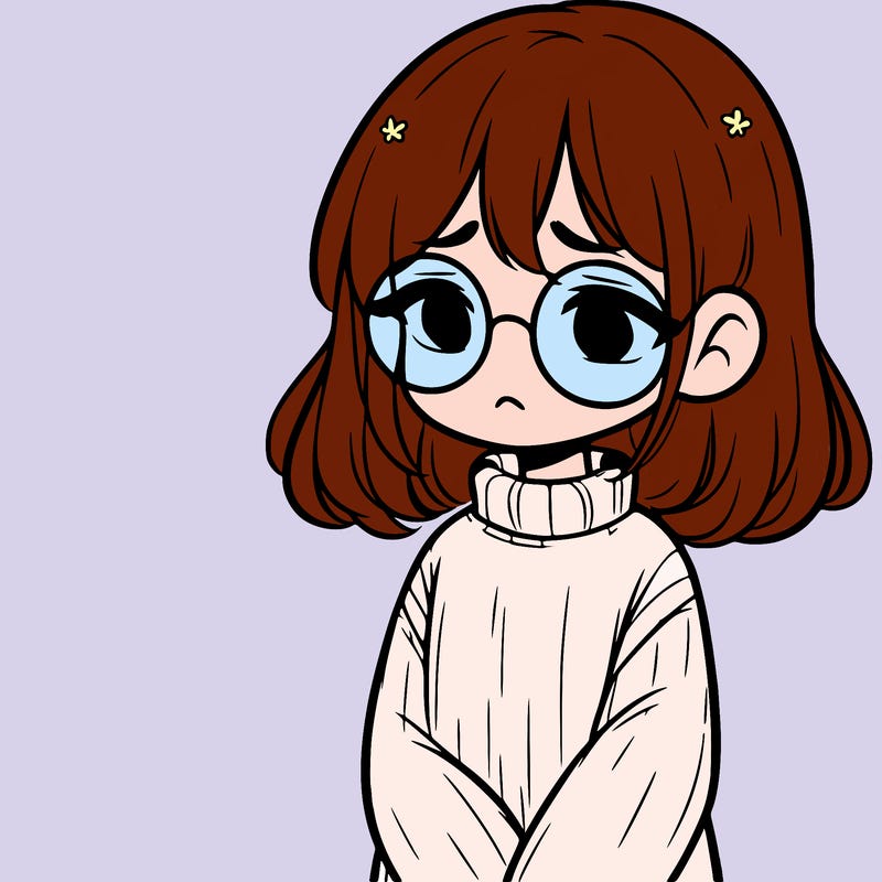 sad girl with glasses in a sweater