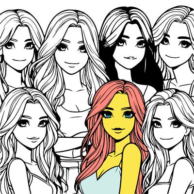 a group of realistic girls