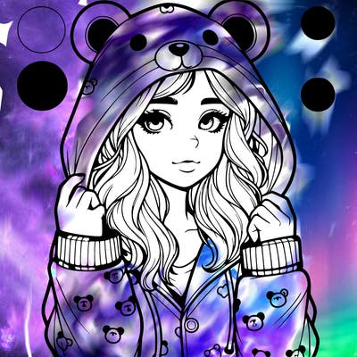 realistic girl in a animal pjs hoodie