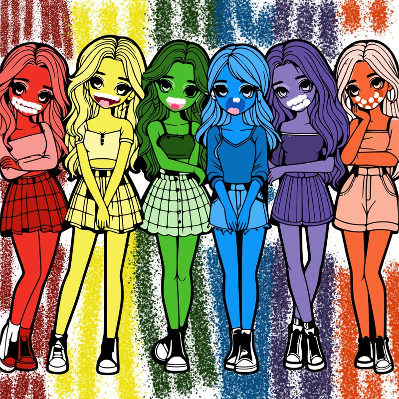 a group of girls realistic