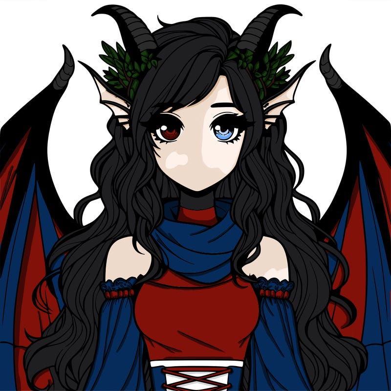 realistic girl with dragon wings horns and a tail