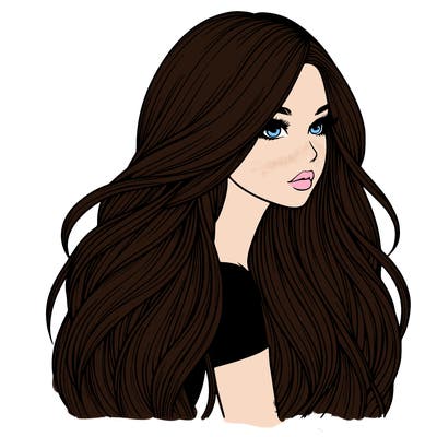 realistic girl with long realistic hair