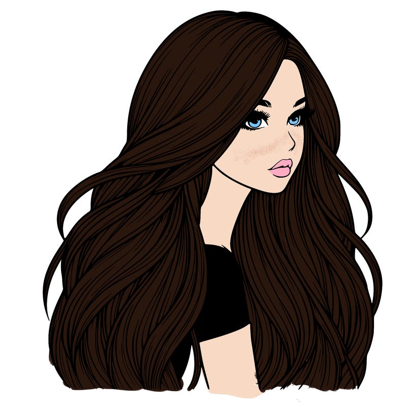 realistic girl with long realistic hair