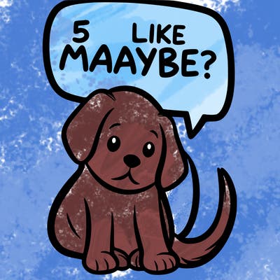a puppy that says 5 like maybe