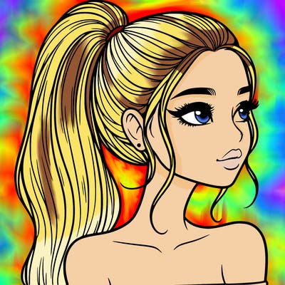 a beautiful and realistic girl with a high pony tail