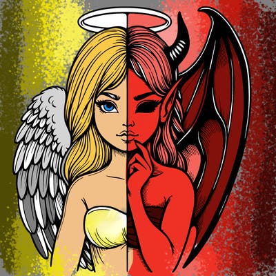 realistic angel half demon