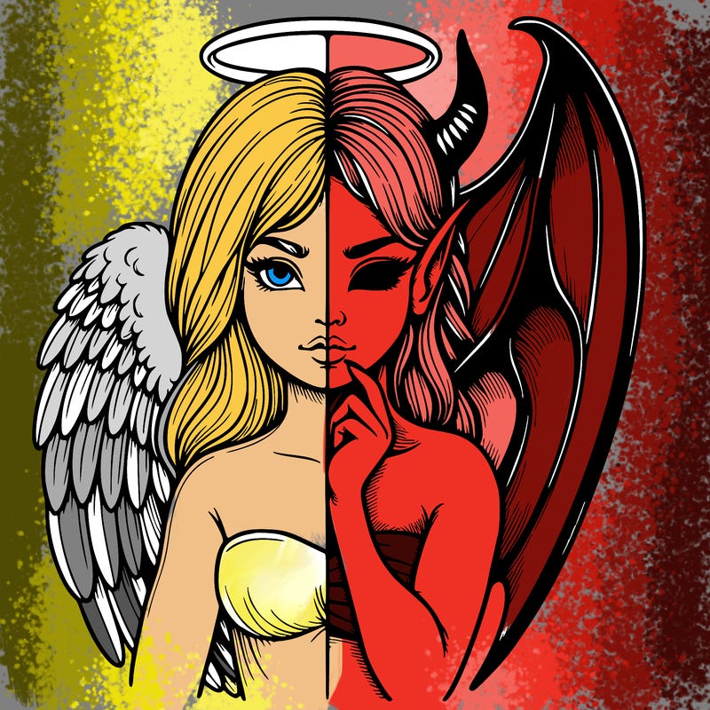 realistic angel half demon