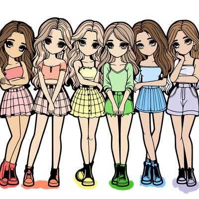 a group of girls realistic