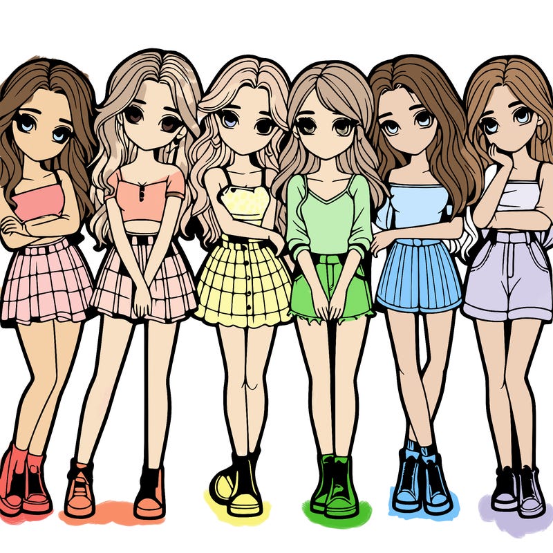 a group of girls realistic