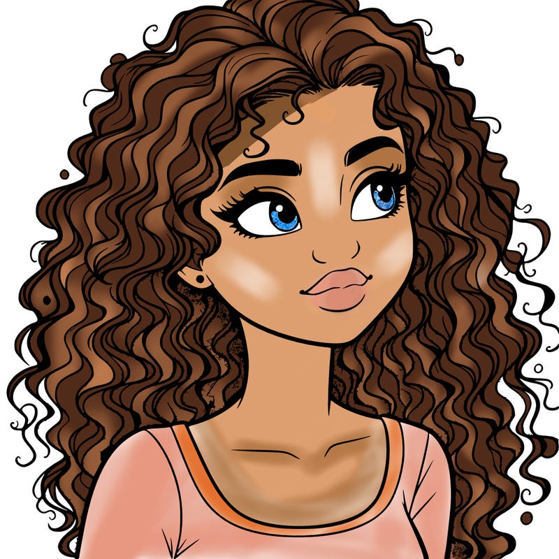 realistic girl with curly hair