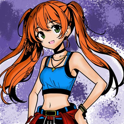 anime girl wearing crop top