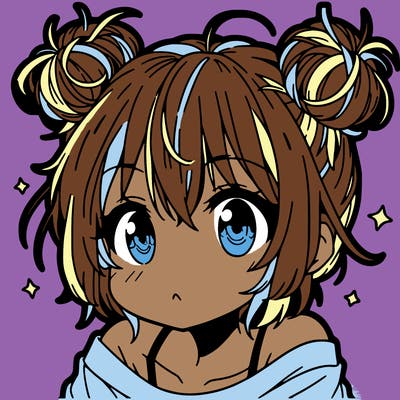 a manga girl with messy small buns