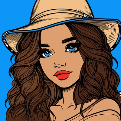 realistic girl with hat