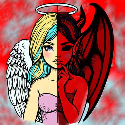 realistic angel half demon